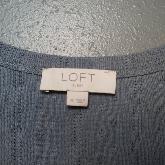 Loft Womens Dark Gray Pointelle Henley Pajama Top and Short Set Size Medium - Picture 3 of 7